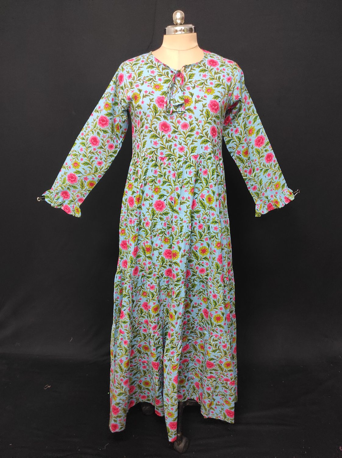 XS-S Razia Printed Cotton Dress 54" Long Jalabiya JP