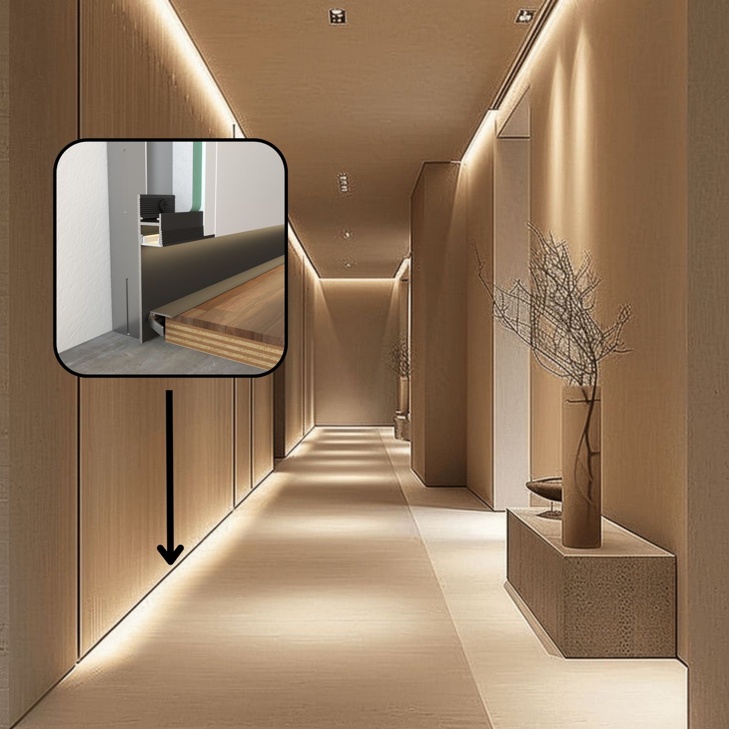 Murus ,,H2,, - Floor Shadow Gap Trim + LED light