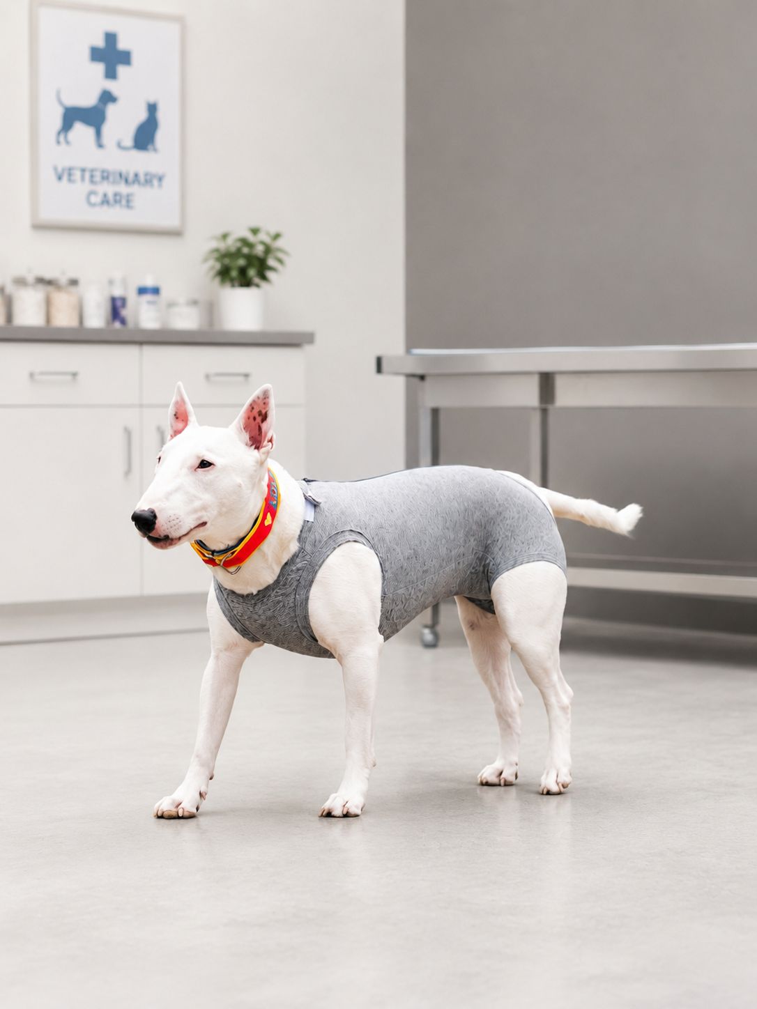 Post-surgical bodysuit for male dogs