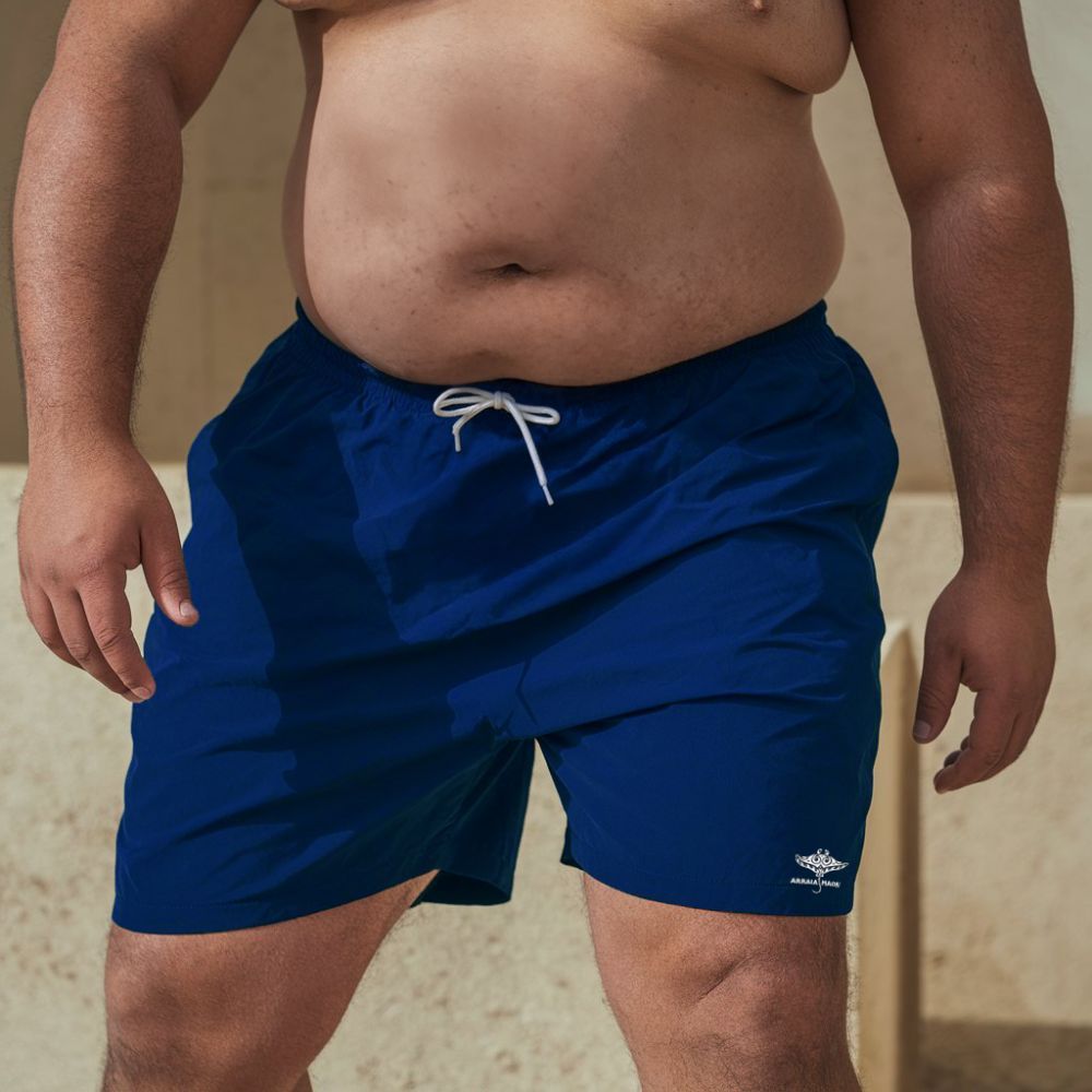 Royal Blue Preppy Shorts with Logo Spandex Plus Size