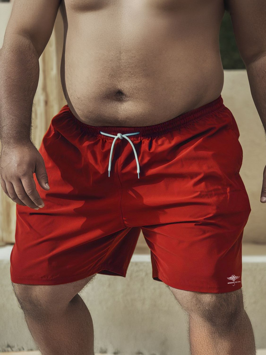 Red Preppy Shorts with Logo Spandex Plus Size