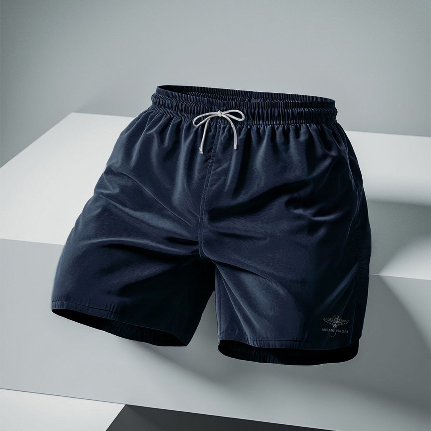 Formal shorts with elastane logo - Navy Blue