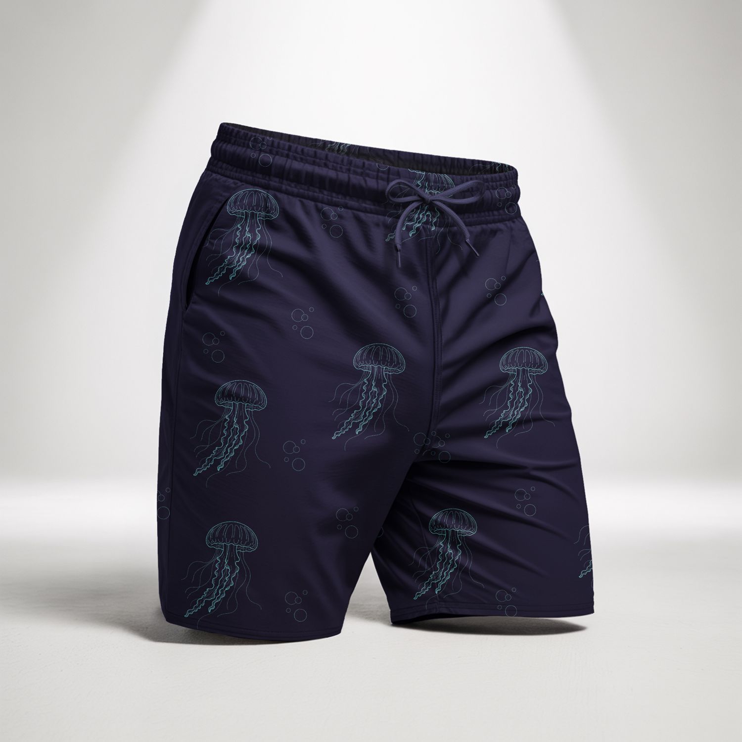 Jellyfish Printed Shorts in Tactel Fabric - Navy