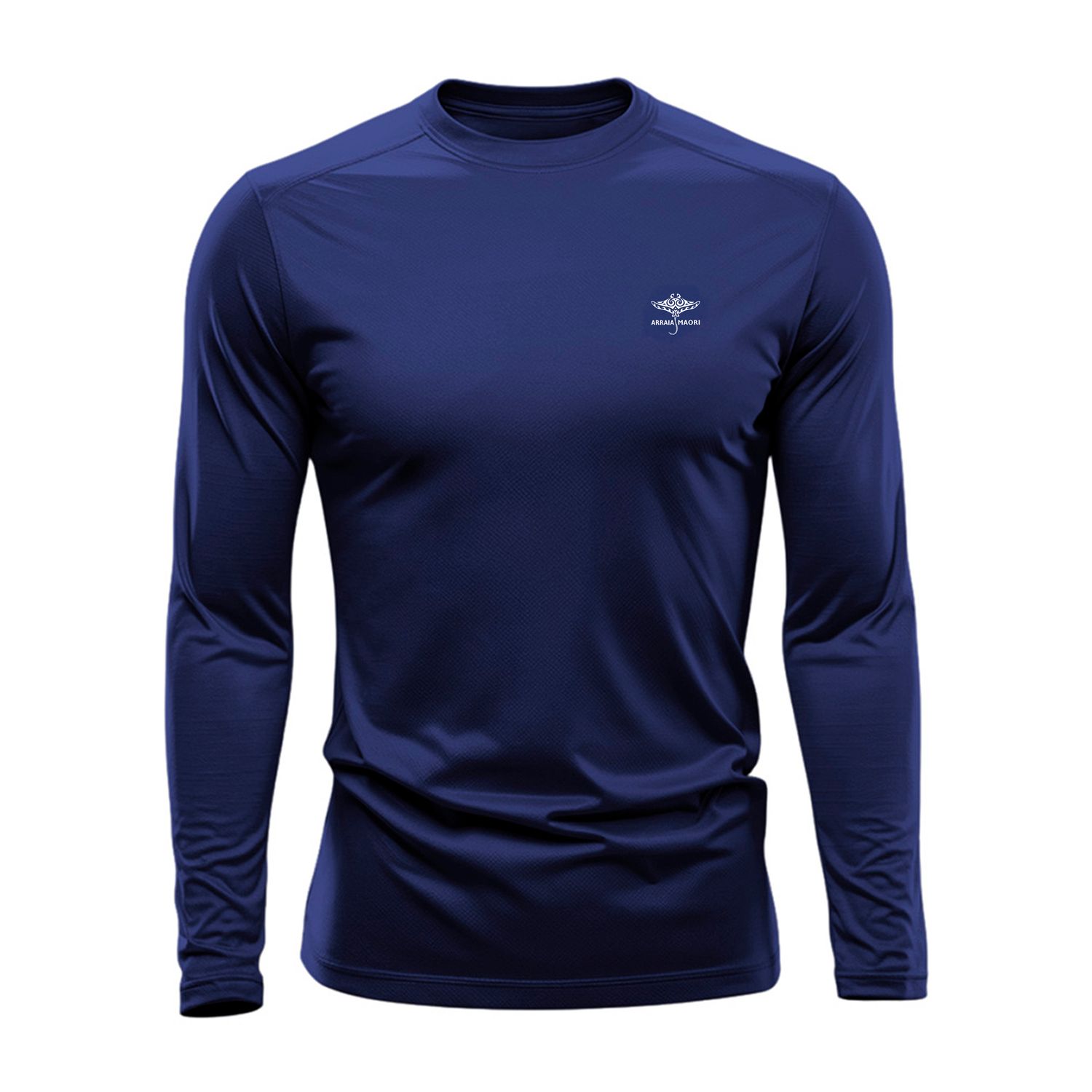 Dry Fit Long Sleeve T-Shirt with Logo - Navy Blue