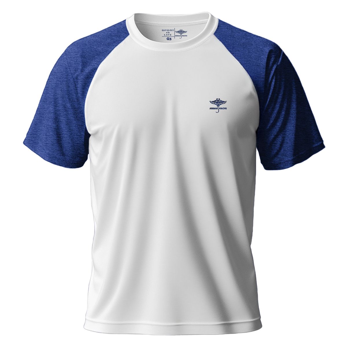 Dry Fit Raglan T-Shirt — White/Blue