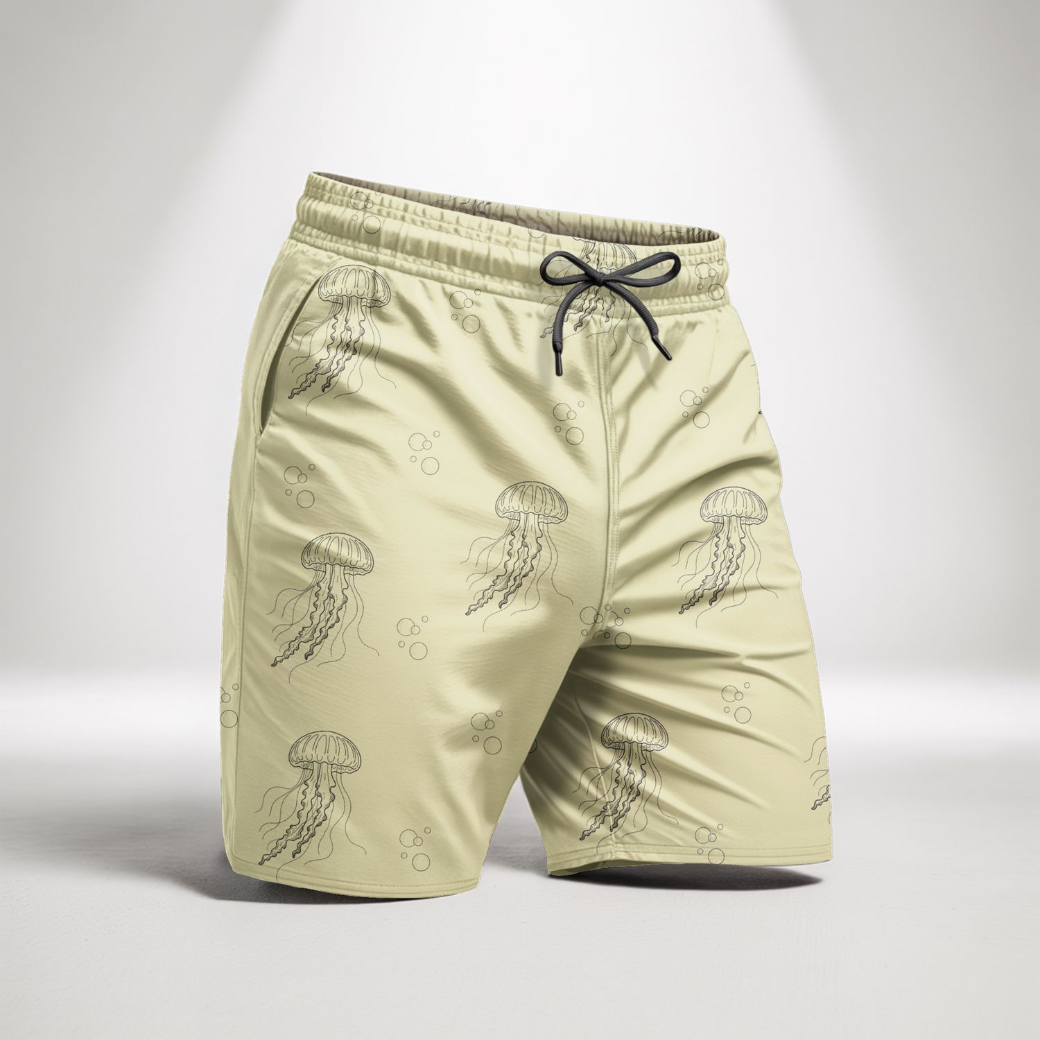 Jellyfish Printed Shorts in Tactel Fabric - Yellow