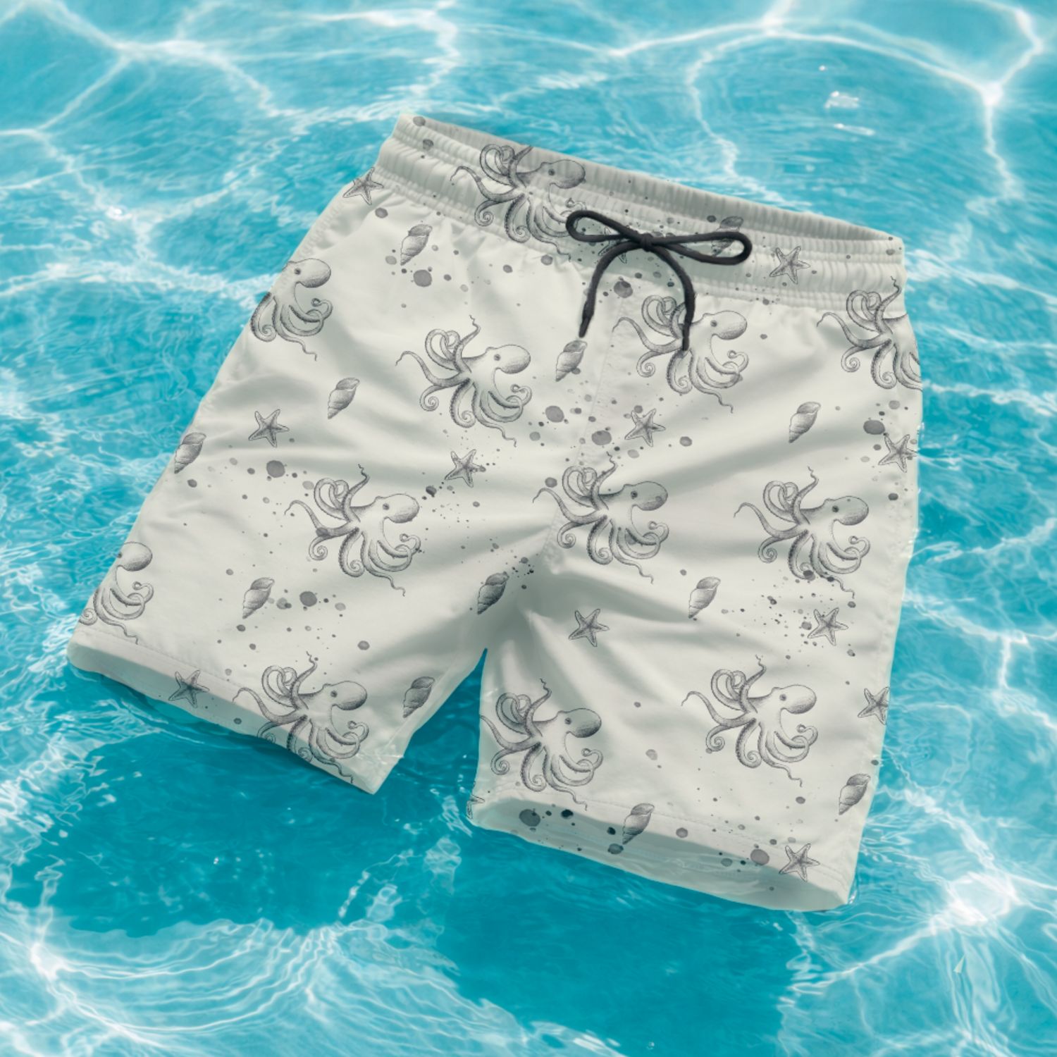 Octopus Printed Beach Shorts — Sand