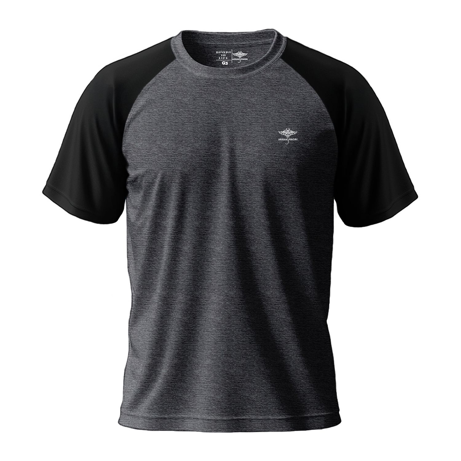 Dry Fit Short Sleeve Logo T-shirt - Mixed with black sleeves