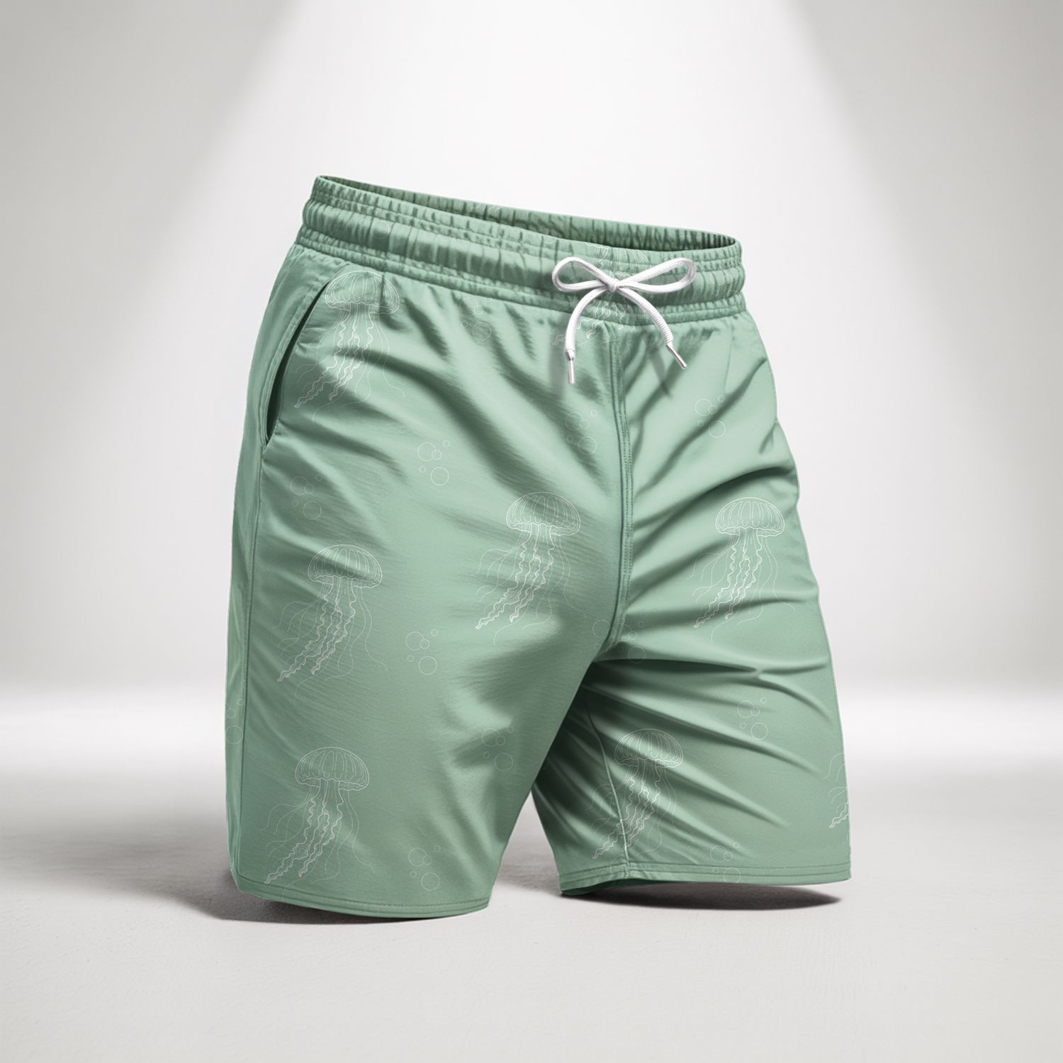 Jellyfish Printed Shorts in Tactel Fabric - Green