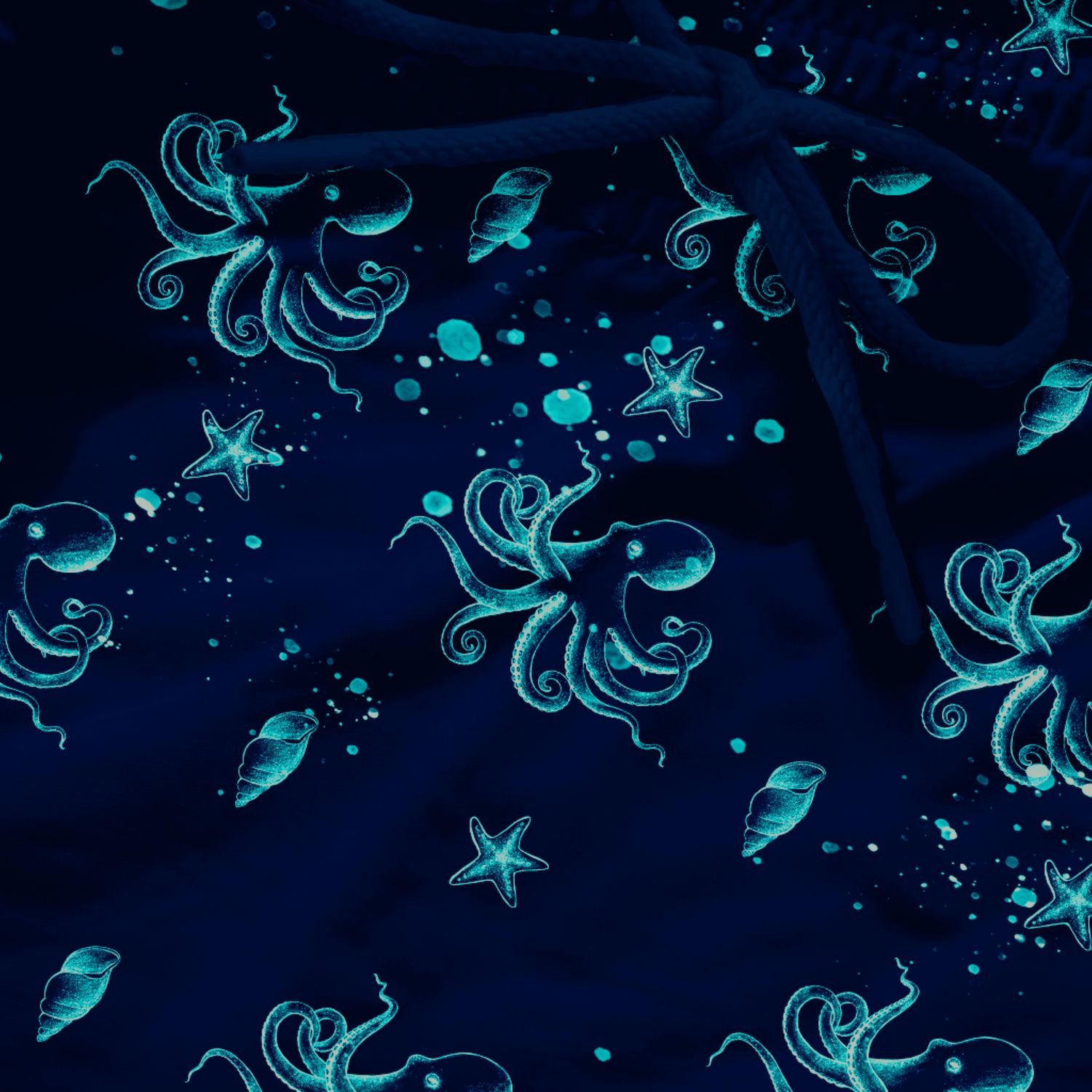 Octopus Printed Beach Shorts — Navy