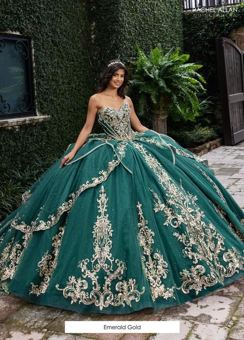 Sweet sixteen dress Rachel Allan (RQ6015), Size: 0, color: EMERAL GOLD