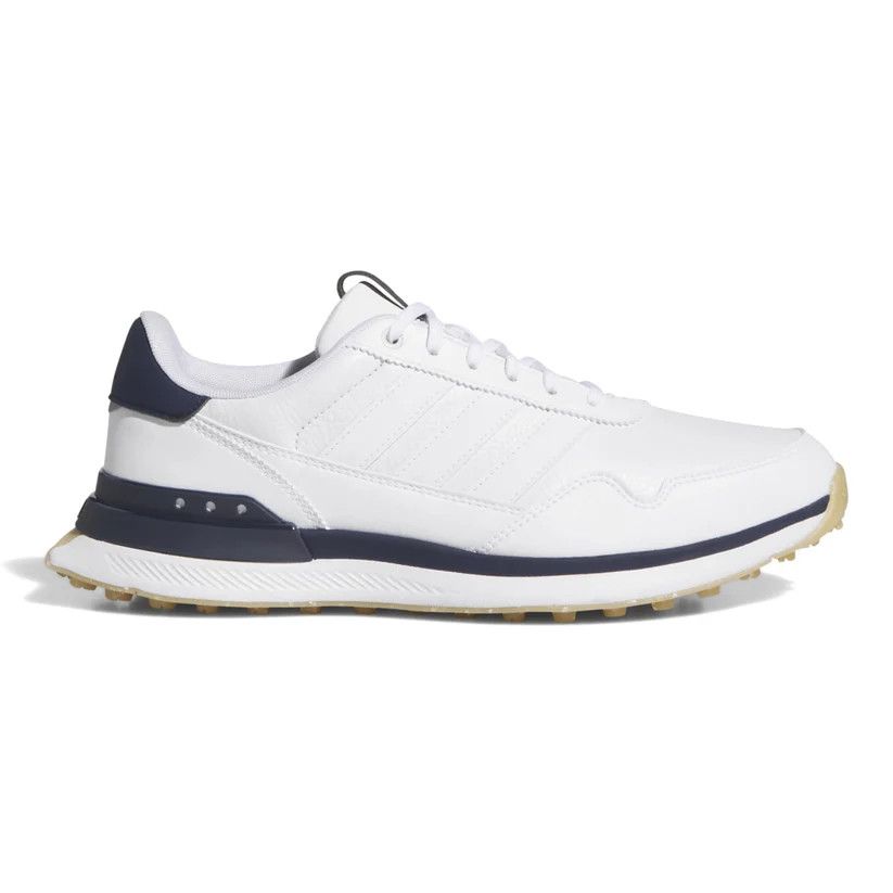 adidas S2G 26 SL Leather Golf Shoes, Color: White/White/Collegiate Navy, Size: 7