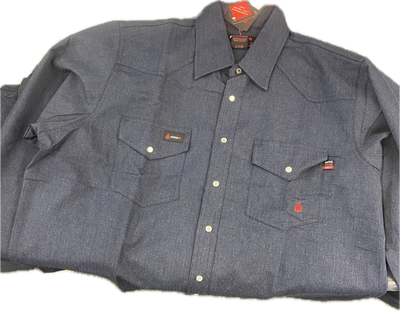 MFRLWSLD002- NAVY FORGE FRC RIPSTOCK PEARL SNAP WELDING SHIRTS