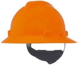 10021292 MSA V-GARD RATCHET FULL BRIM HARD HAT ORANGE
