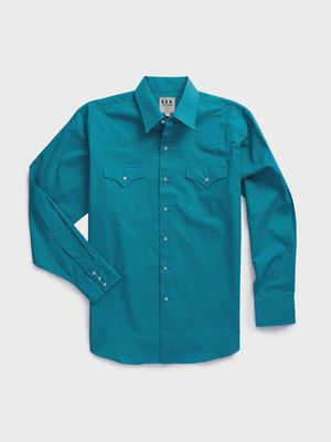 E4F201905 ELY WALKER LONG SLEEVE DRESS SHIRT- TEAL