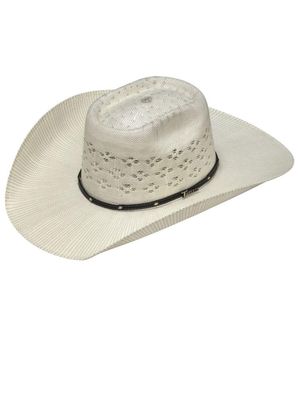 T71668 TWISTER IVORY/GREY BANGORA STRAW COWBOY HAT