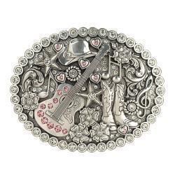 37933 BLAZIN ROXX OVAL WESTERN MUSIC LADIES BUCKLE-SILVER