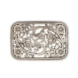 37927 NOCONA RECTANGLE FLORAL FILIGREE LADIES BUCKLE-SILVER