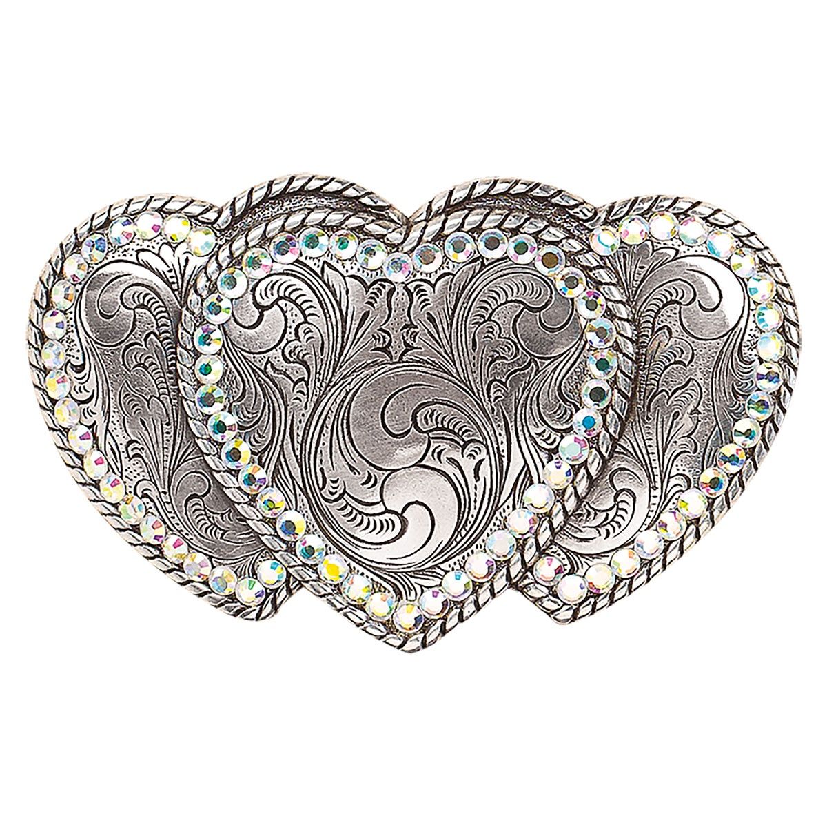 37534 BLAZIN ROXX TRIPLE HEART BUCKLE-SILVER