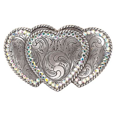 37534 BLAZIN ROXX TRIPLE HEART BUCKLE-SILVER