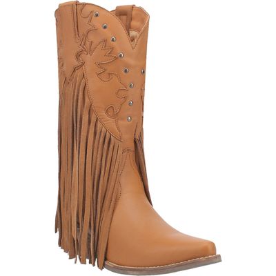 DI 175 DINGO LADIES WESTERN FRINGE BOOT- CAMEL