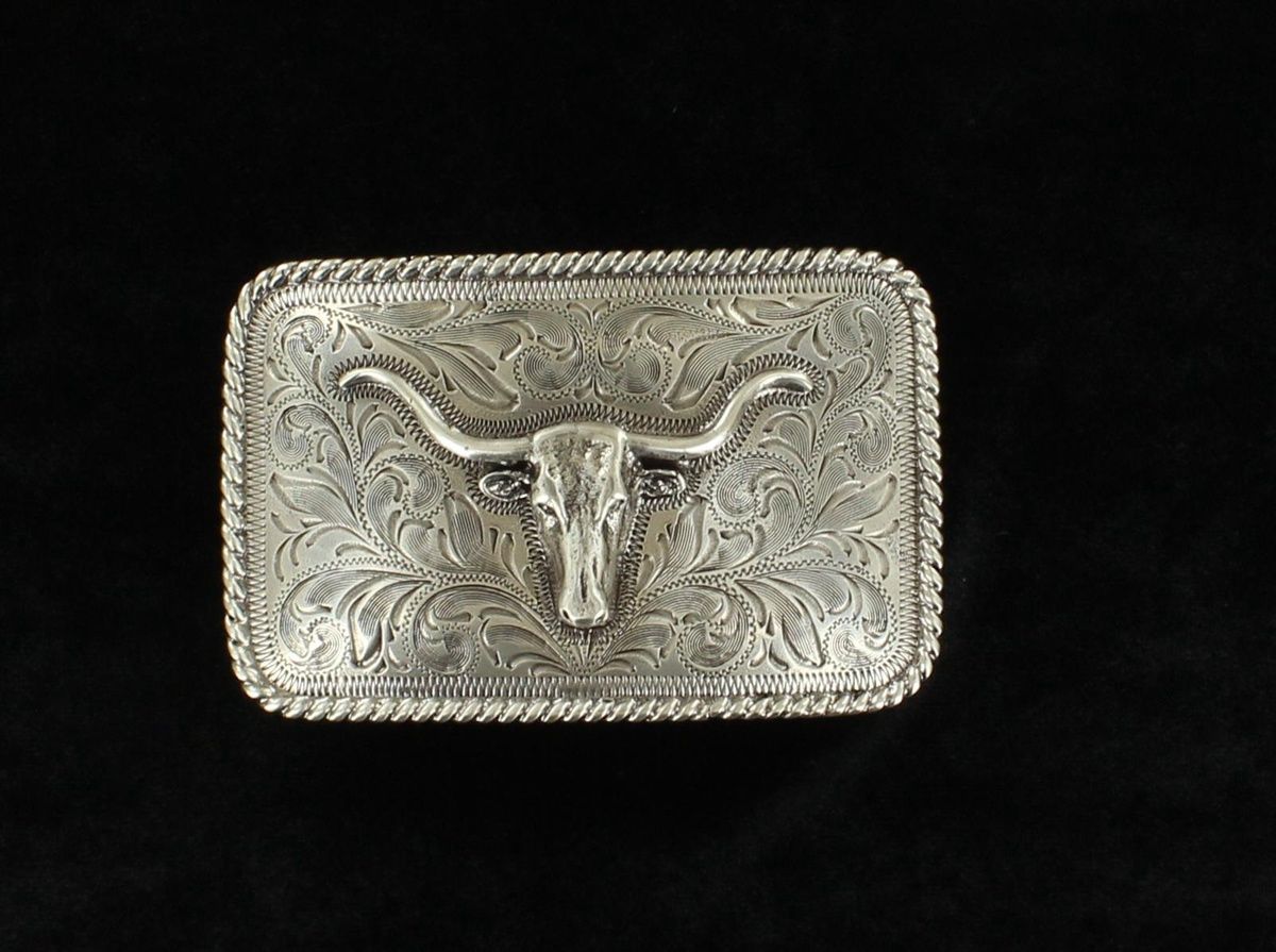 37524 NOCONA MENS LONGHORN SILVER BUCKLE