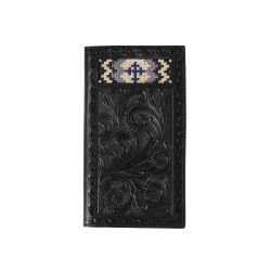 D250007201 3D RODEO LEATHER FLORAL CROSS EMBROIDERED WALLET