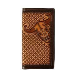D250015302 3D RODEO STYLE HAND TOOLED EDGE COWSKULL WALLET