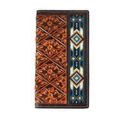 D2500120133 3D RODEO STYLE FLORAL HAND TOOLED EMBROIDERED WALLET