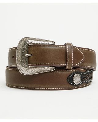 N2475444 NOCONA TOP HAND LEATHER BELT WITH CONCH ACCENT