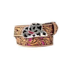 D130003648 ANGEL RANCH GIRLS FLORAL FILIGREE GLITTER UNDERLAY BELT