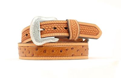N24580153 NOCONA OSTRICH PRINT LEATHER BELT