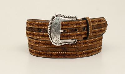 N2410208 NOCONA LEATHER BELT WITH CALF HAIR