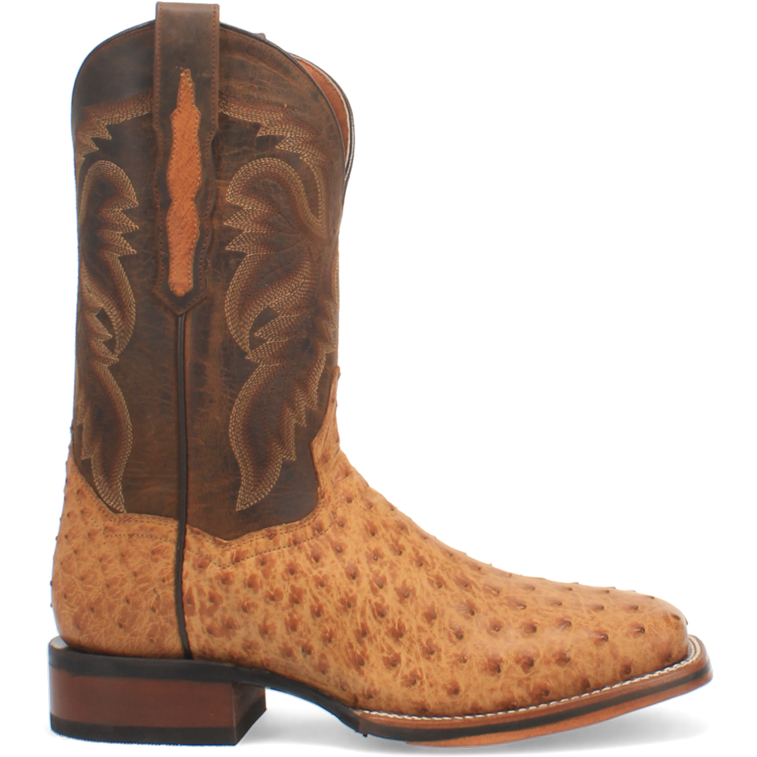DP4951 DAN POST FULL QUILL OSTRICH EXOTIC SKIN BOOT-SADDLE BROWN