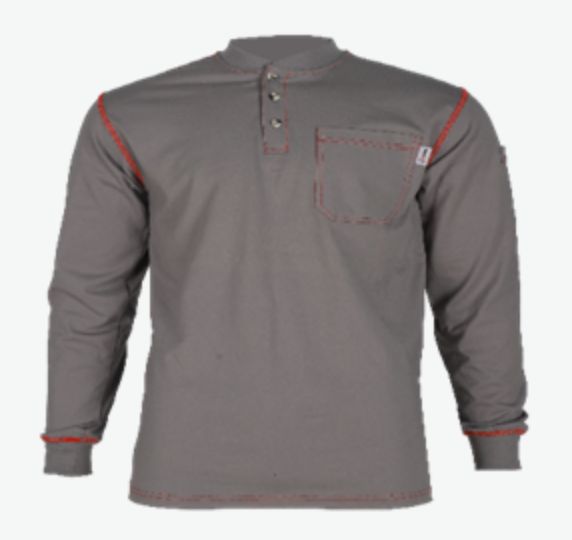 FR#10179 NKE FR HENLEY GREY W/ RED STITCH