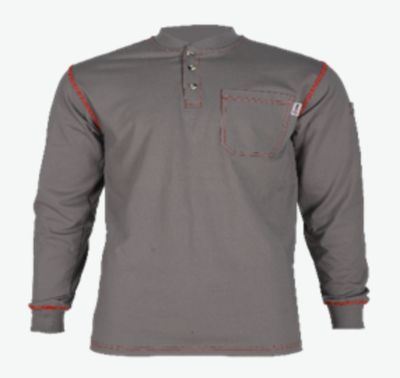 FR#10179 NKE FR HENLEY GREY W/ RED STITCH