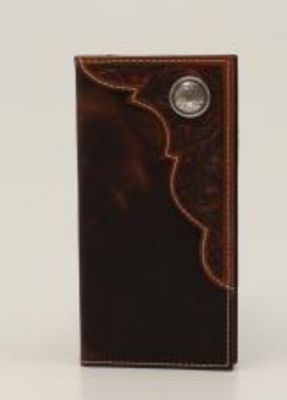 A3551302 Ariat Youth Rodeo Wallet Embossed Round Concho Brown