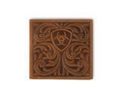 A3561444 Ariat Large Bifold Scrolling Embossed Medium Brown