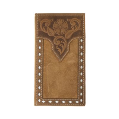 N5415708 Nocona Rodeo Wallet Floral Embossed White Buck Lacing Tan