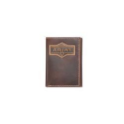 A3566402 ARIAT BROWN PATCH TRIFOLD WALLET