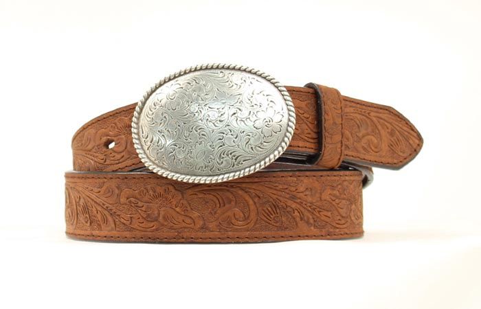 N1011644 NOCONA WESTERN LEATHER BELT WITH SILVER BUCKLE
