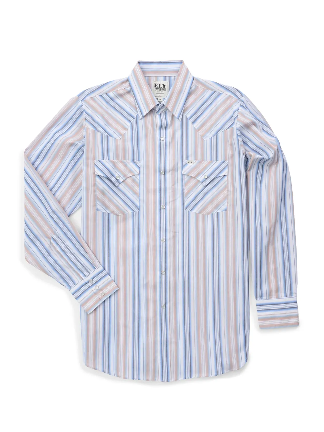 202903 ELY VARIOUS COLORS  Cattleman Long Sleeve Stripe Western Snap Shirt