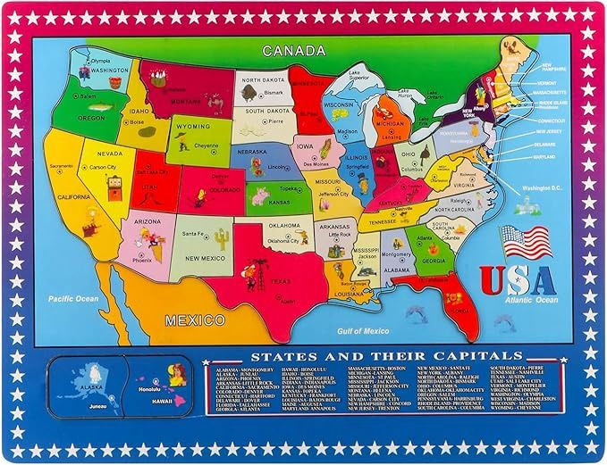 USA MAP wooden puzzle