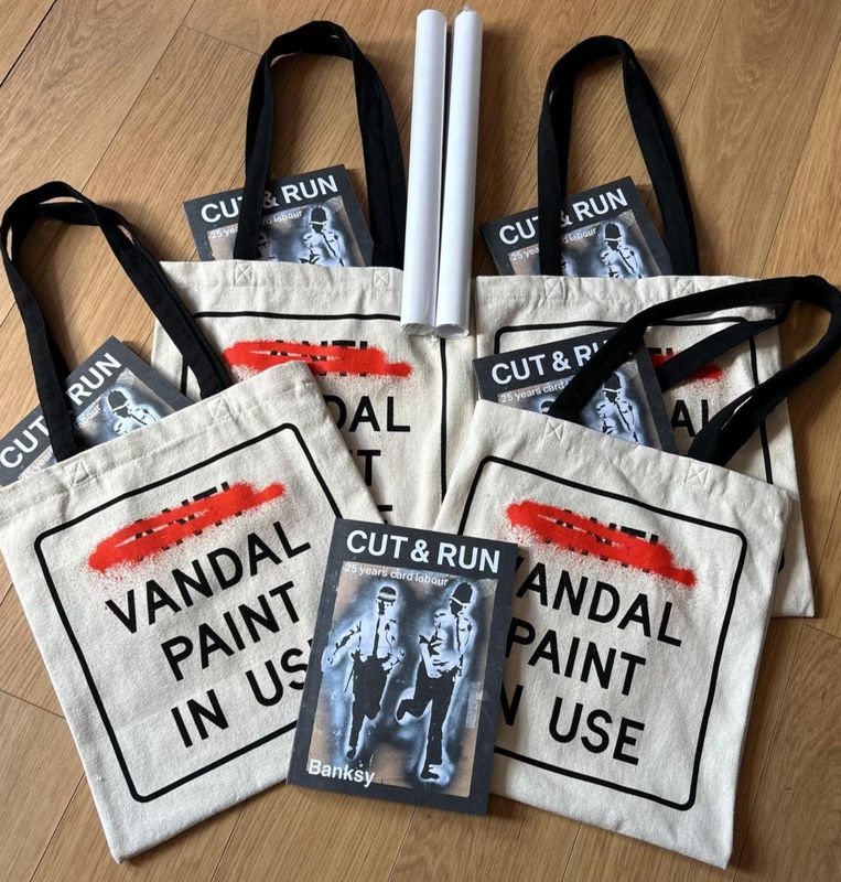 Bansky Cut and Run - Book, Tote bag, And 2 Art Prints