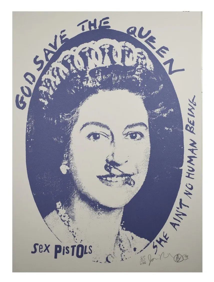 God Save The Queen Postage Stamp (Blue &amp; White) 1997