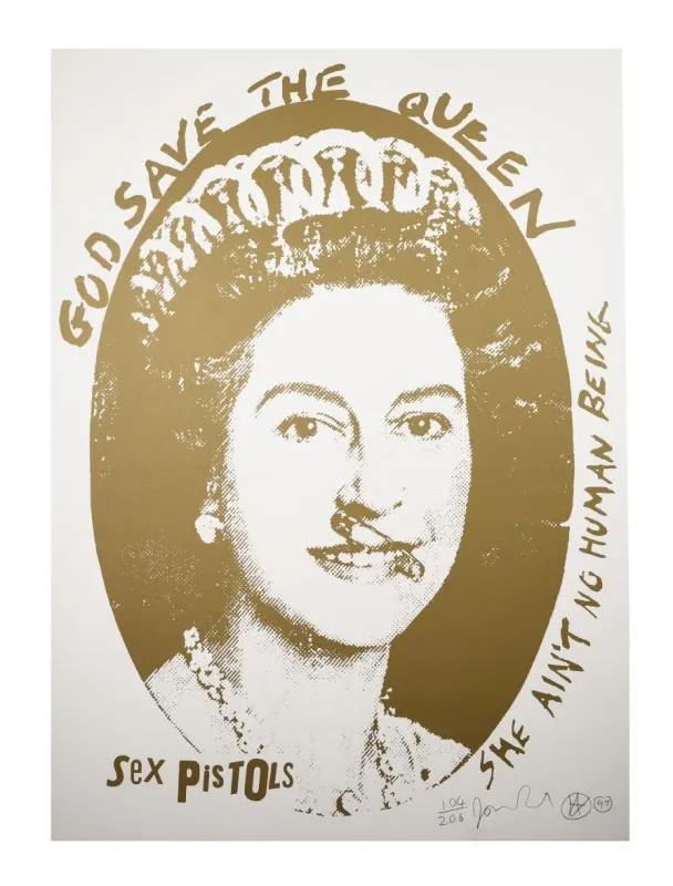 God Save The Queen Postage Stamp (gold &amp; White Colourway) 1997