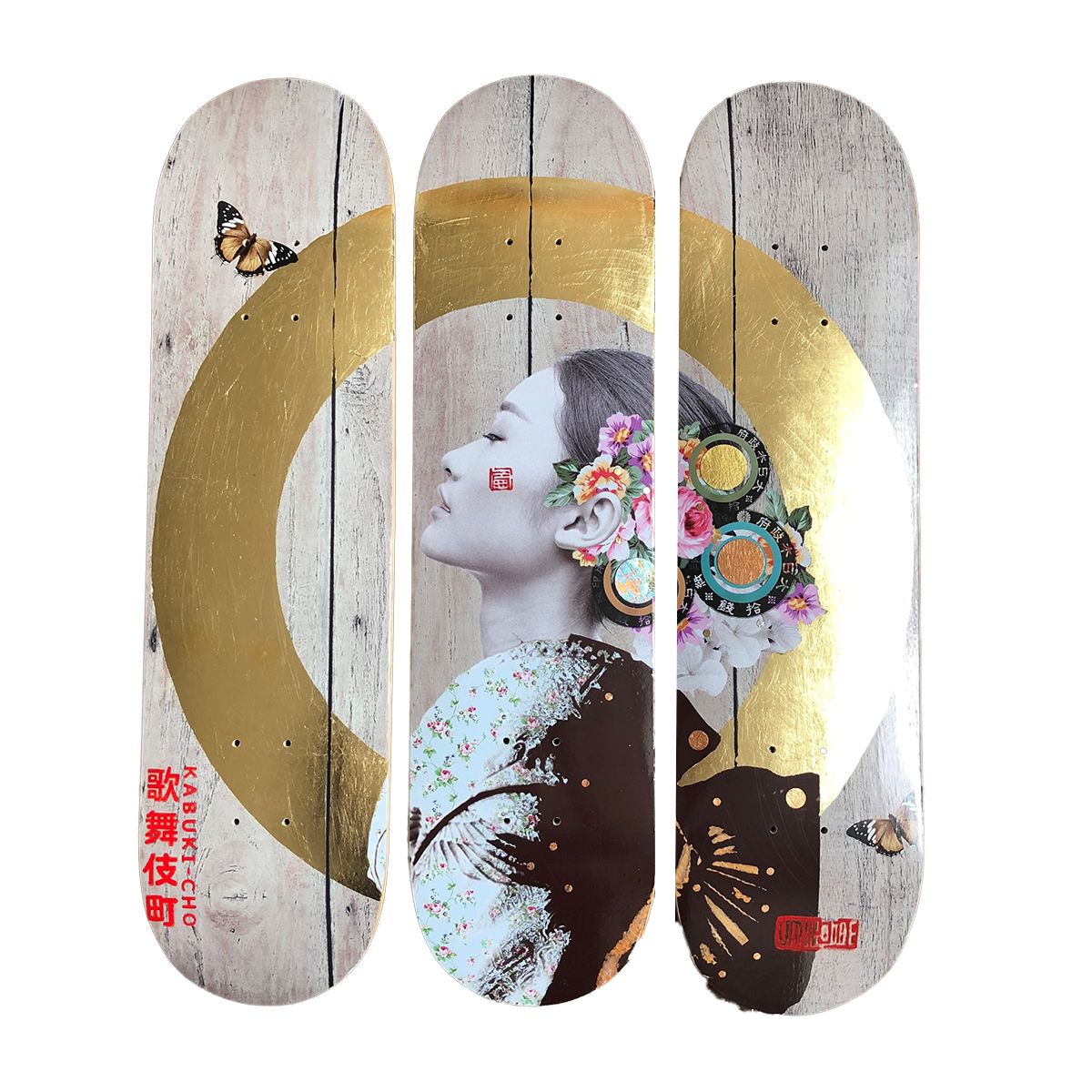 Patience New Rose with Hummingbird Skatedeck Trio