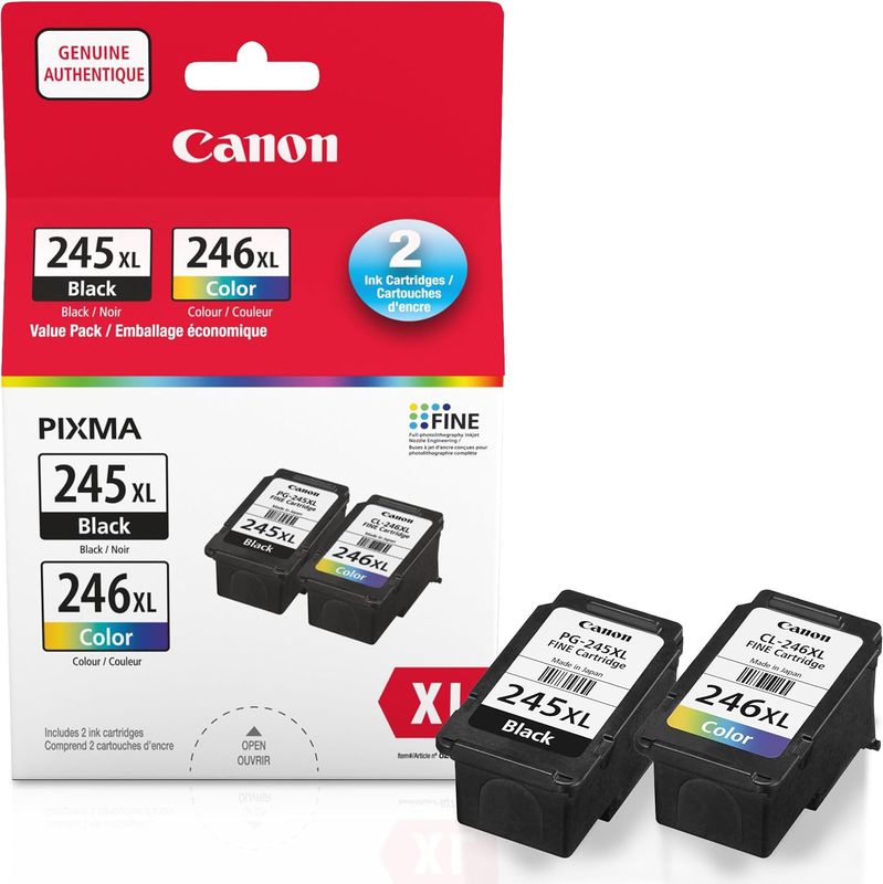 Canon Genuine PG-245XL/CL-246XL Ink Cartridges, Black and Colour, 2 Pack
