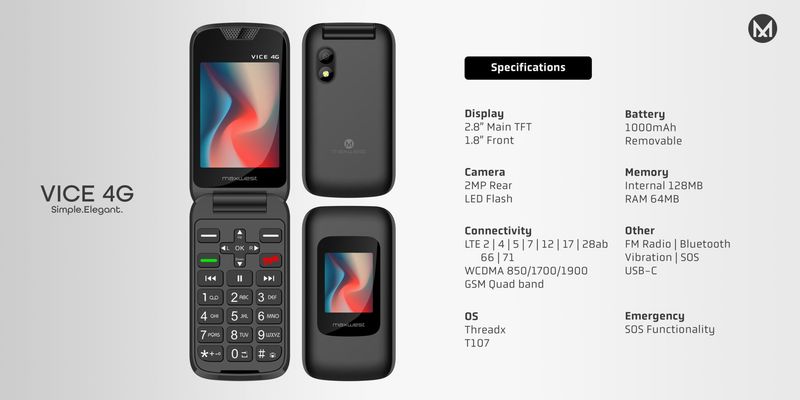 Maxwest Voice 4G Flip Phone