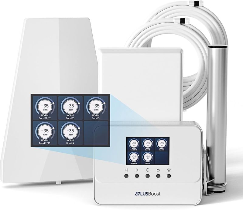 Cell Phone Booster for House up to 5,000 Sq.Ft,Smart LCD Display,4G LTE 5G Cell Phone Signal Booster for Band 4/2/25/5/12/17/13 on All Canadian Carriers,ISED Approved Cell Booster